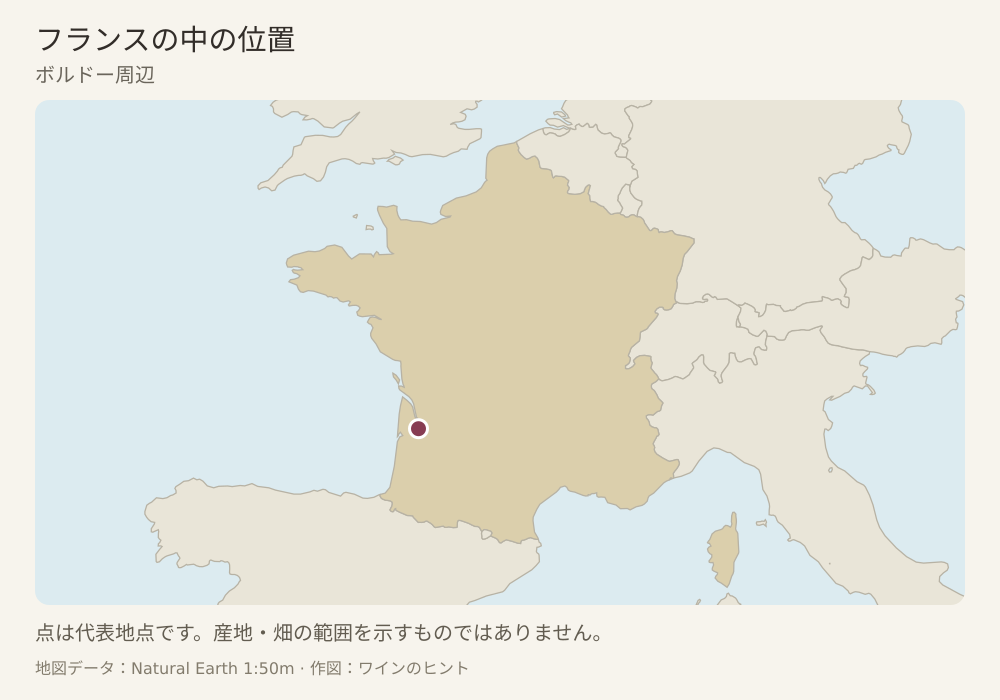 産地の代表的な位置を点で示した地図