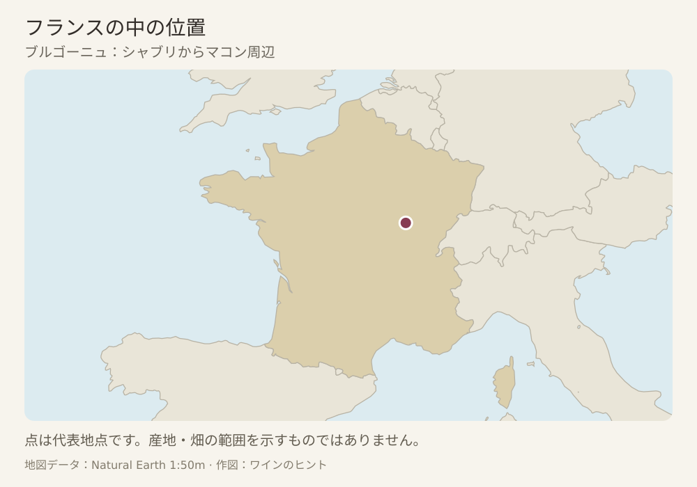 産地の代表的な位置を点で示した地図