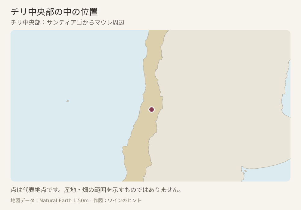 産地の代表的な位置を点で示した地図