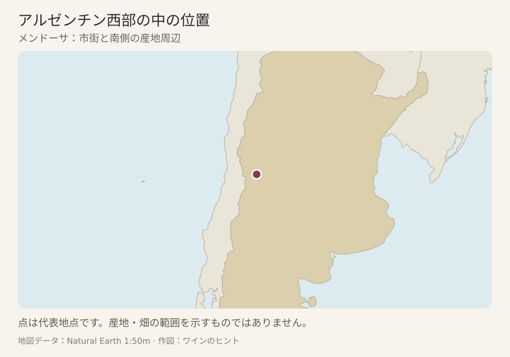 産地の代表的な位置を点で示した地図