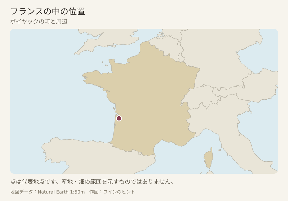 ポイヤックの位置を示す地図