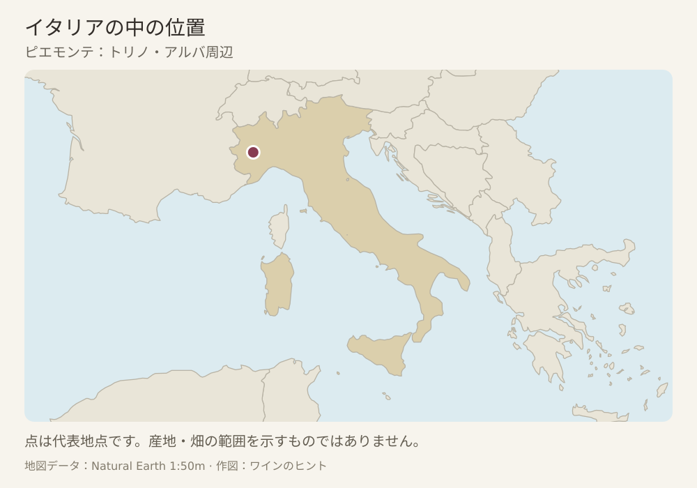 産地の代表的な位置を点で示した地図