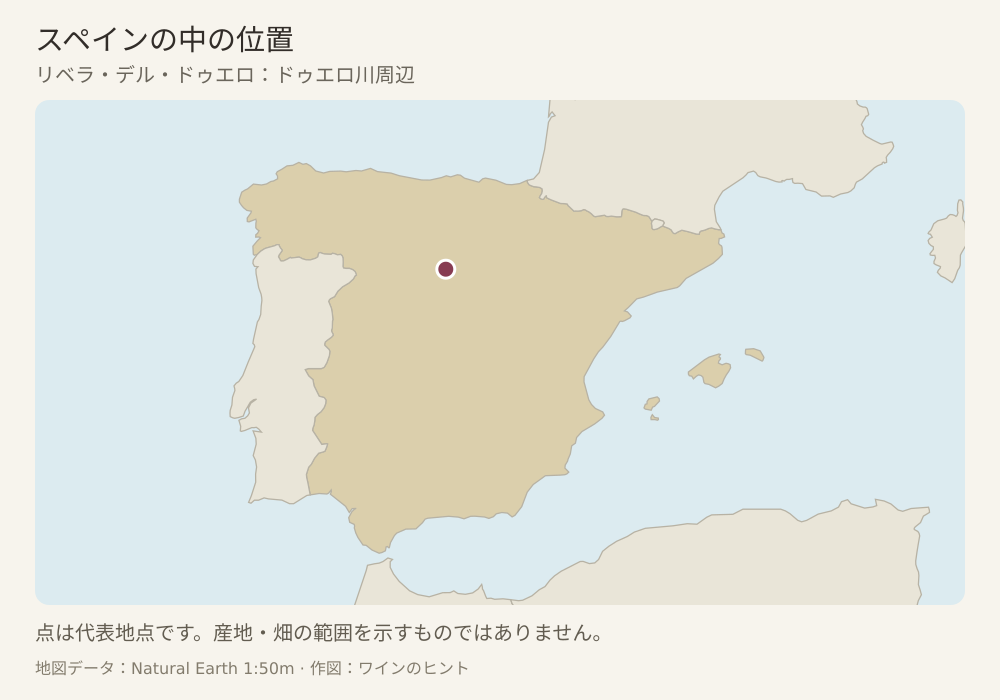 産地の代表的な位置を点で示した地図