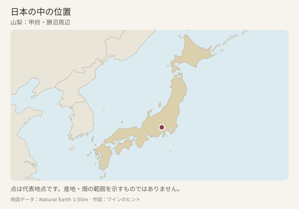 産地の代表的な位置を点で示した地図